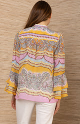 Bell Silk Top,color-Pink