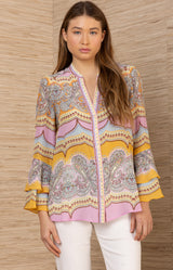 Bell Silk Top,color-Pink