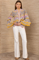 Bell Silk Top,color-Pink