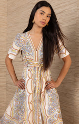 Eila Cotton Poplin Dress, color-Beige