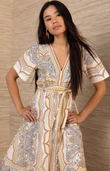 Eila Cotton Poplin Dress, color-Beige