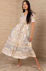 Eila Cotton Poplin Dress, color-Beige
