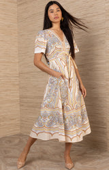 Eila Cotton Poplin Dress, color-Beige