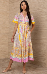 Eila Cotton Poplin Dress, color-Pink