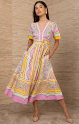 Eila Cotton Poplin Dress, color-Pink