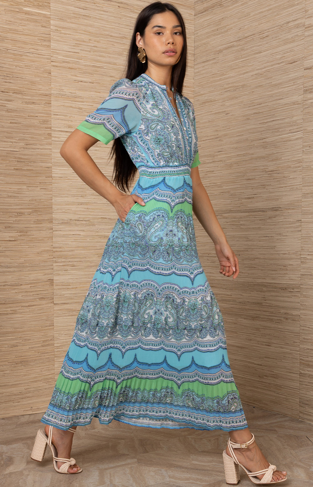 hale bob maxi dress Vale Chiffon Turquoise / L it has a gently SIZE:7M Slaydiva Plus Size Elegant 050425