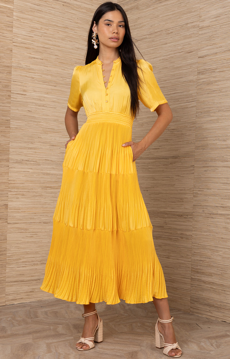long dress solid color Vale Charmeuse Maxi Yellow / L making it a high group-DHD8883 Color:Black with Emerald Green 1920 Green Depression Glass