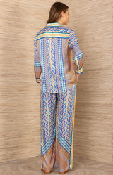 Adelynn Silk Charmeuse Top, color-Blue