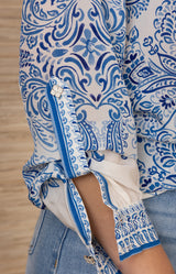 Quill Silk Top, color-Blue