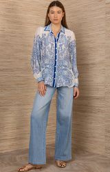 Quill Silk Top, color-Blue