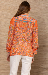 Quill Silk Top, color-Orange