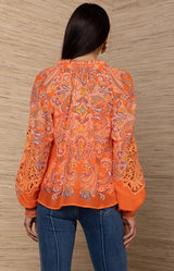 Tali Voile Top, color-Orange