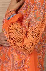 Tali Voile Top, color-Orange