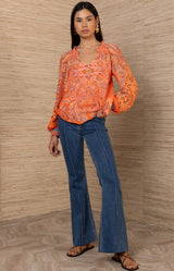 Tali Voile Top, color-Orange
