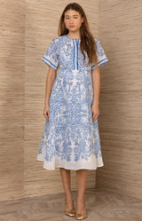 Michael Linen Dress, color_blue