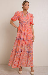 Buttercup Chiffon Maxi Dress, color-Orange