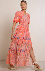 Buttercup Chiffon Maxi Dress, color-Orange