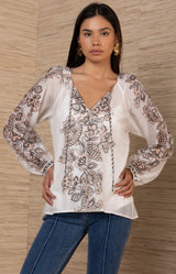 Princess Voile Top, color-Beige