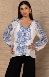 Princess Voile Top, color-Blue