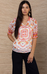 Brisa Voile Top, color_Ivory