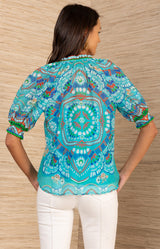 Brisa Voile Top, color_Turquoise