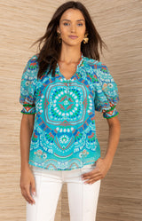 Brisa Voile Top, color_Turquoise