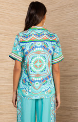 Aviara Silk Shirt,color_Torquoise