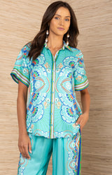 Aviara Silk Shirt,color_Torquoise