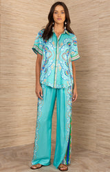 Aviara Silk Shirt,color_Torquoise