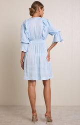 Tara Solid Charmeuse Dress, color_Blue
