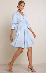 Tara Solid Charmeuse Dress, color_Blue