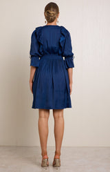 Tara Solid Charmeuse Dress, color_Indigo