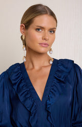 Tara Solid Charmeuse Dress, color_Indigo