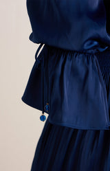 Tara Solid Charmeuse Dress, color_Indigo