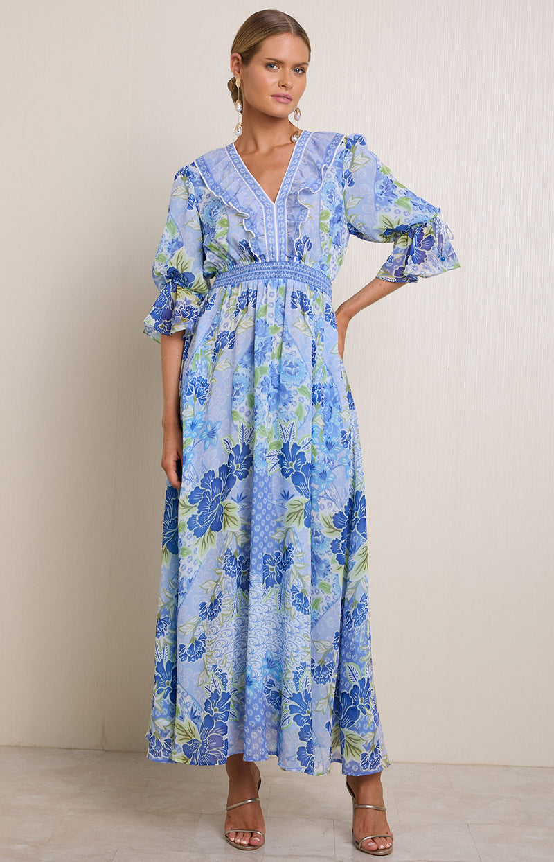 Meridian Chiffon Maxi Dress Pink / XS