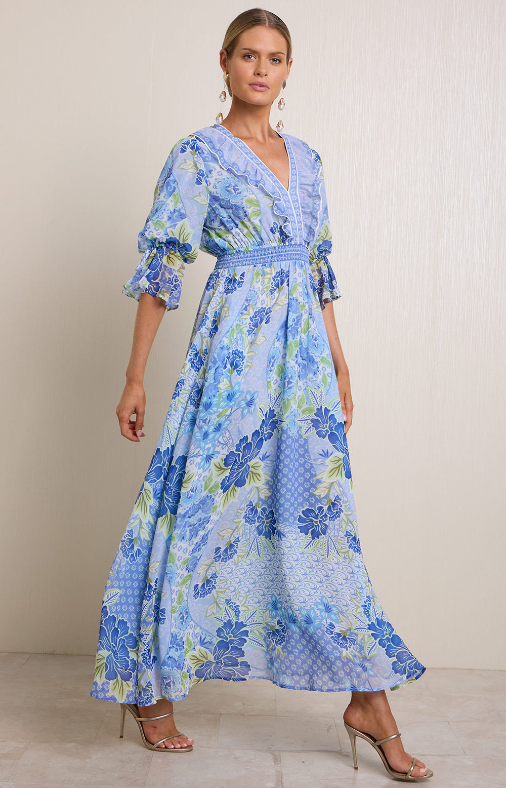 Meridian Chiffon Maxi Dress Pink / XS