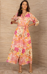 Baia Linen Dress,color_Pink