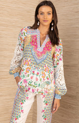 Dinah Washed Linen Top, color_Ivory