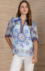 Liam Chiffon Top, Color_Blue