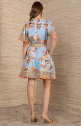 Brody Embroidered Linen Dress, Color_Blue