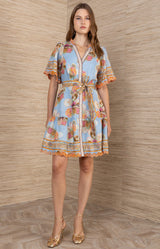 Brody Embroidered Linen Dress, Color_Blue