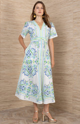 Mona Poplin Midi Dress, Color_Blue 