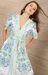 Mona Poplin Midi Dress, Color_Blue 