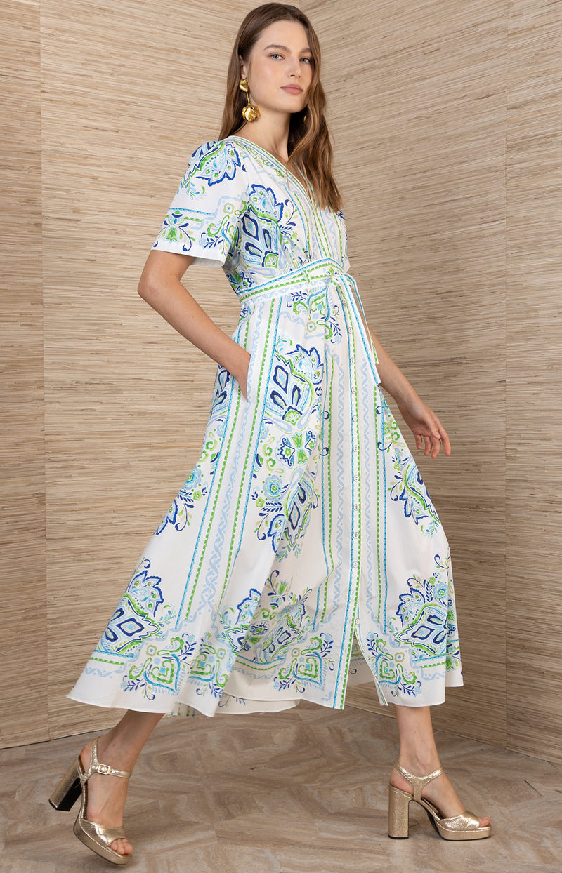 Mona Poplin Midi Dress Blue / XS