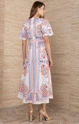 Mona Poplin Midi Dress, Color_Pink 