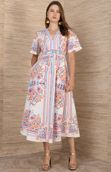 Mona Poplin Midi Dress, Color_Pink 