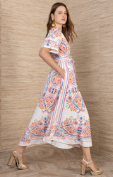Mona Poplin Midi Dress, Color_Pink 