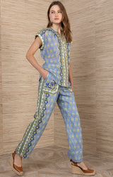Nelly Linen Top, Color_Blue 