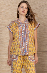 Nelly Linen Top, Color_Yellow