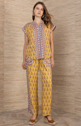 Nelly Linen Top, Color_Yellow